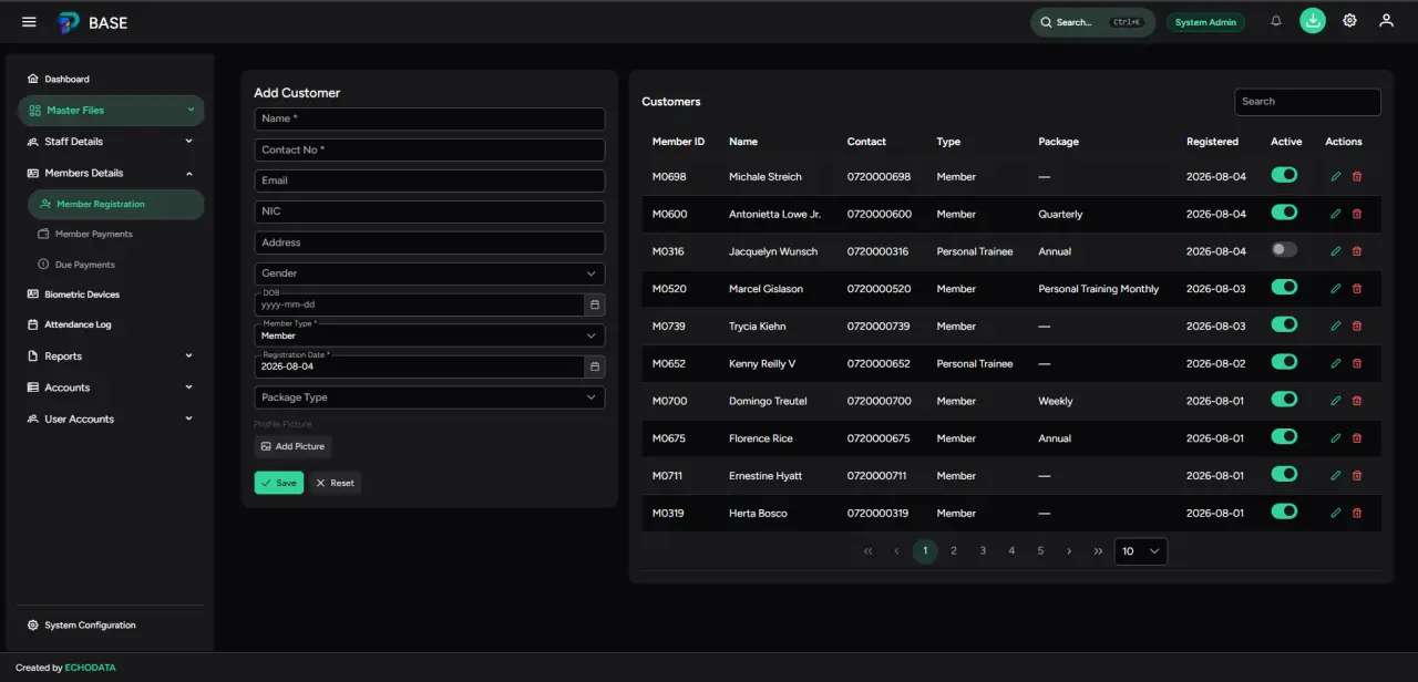 Member registration dark theme