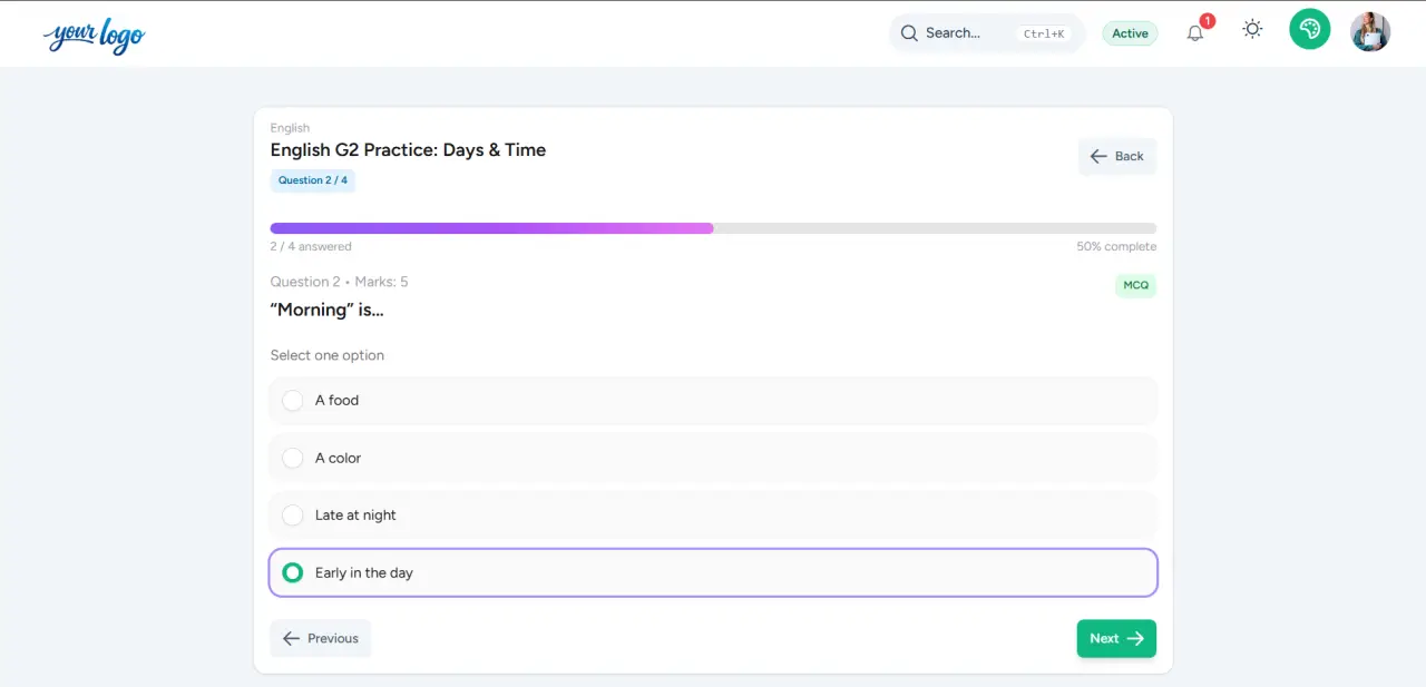 Practice exams light theme