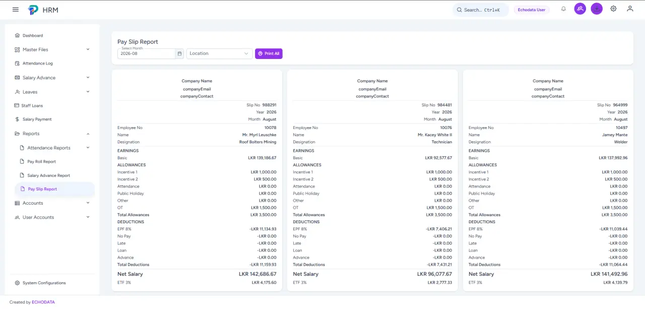 Payslip report light theme