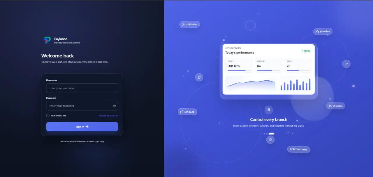 Paylance login screenshot