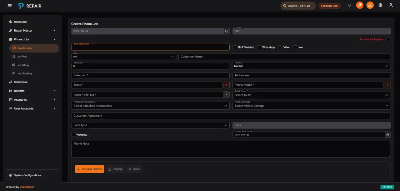 Create repair job dark theme