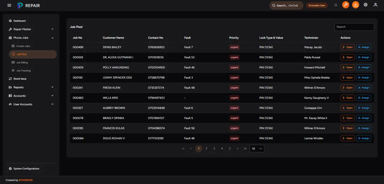 Repair job pool dark theme