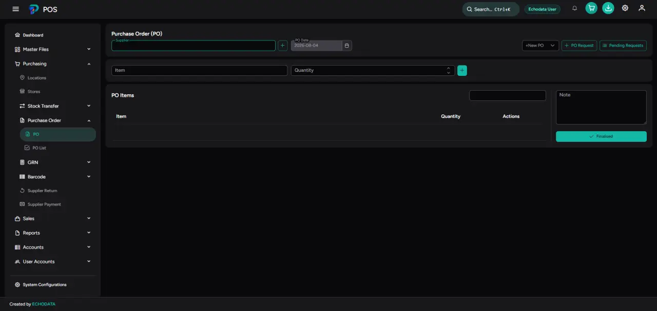 Purchase orders dark theme